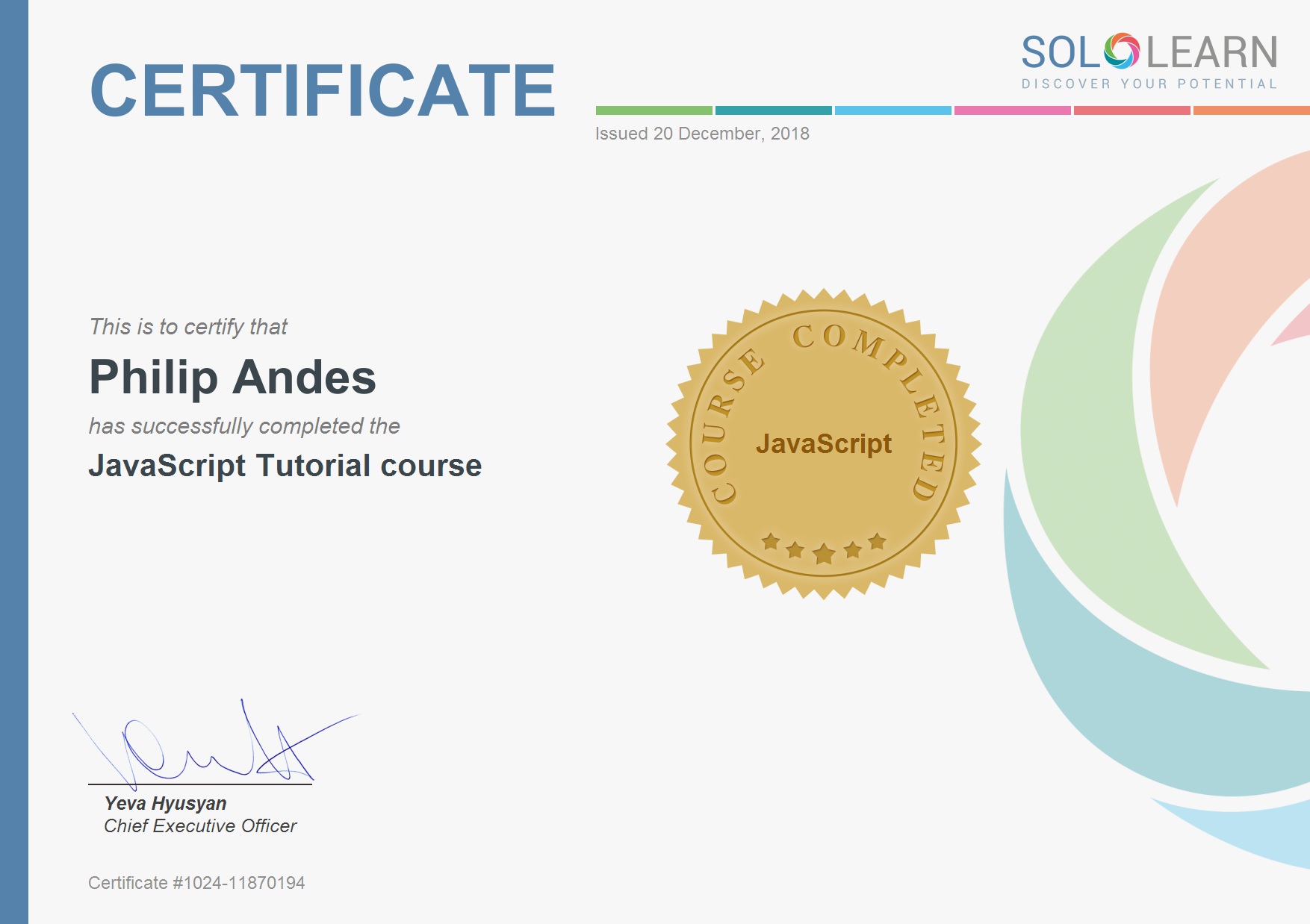 Javascript Certificate